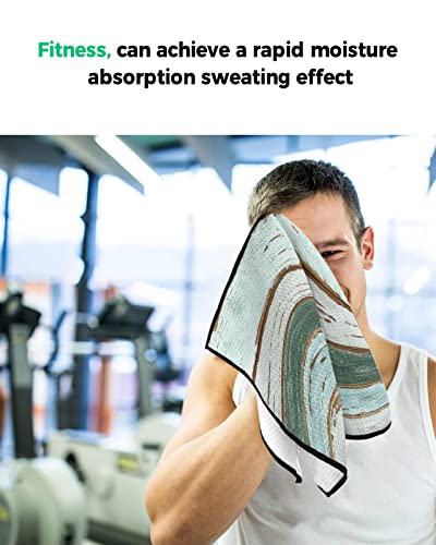 Golf Towel Vintage Farmhouse Wood Barn Waffle Pattern Towels With Carabiner Clip,Microfiber Golf Accessories Green Ombre Wooden Plank Club Cleaner Towel For Golf Bags #TOP7