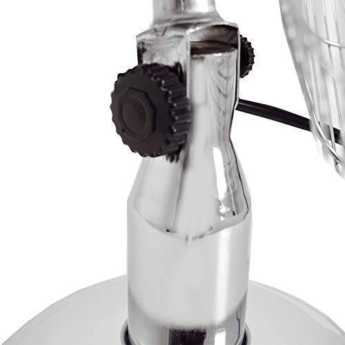 Syntrox Germany TVT- 33W Chrome Retro 12″ 35 cm Tischventilator mit 3 Geschwindigkeiten, Oszillation Windmaschine Axialventilator Ventilator Lüfter Gebläse Luftkühler-9