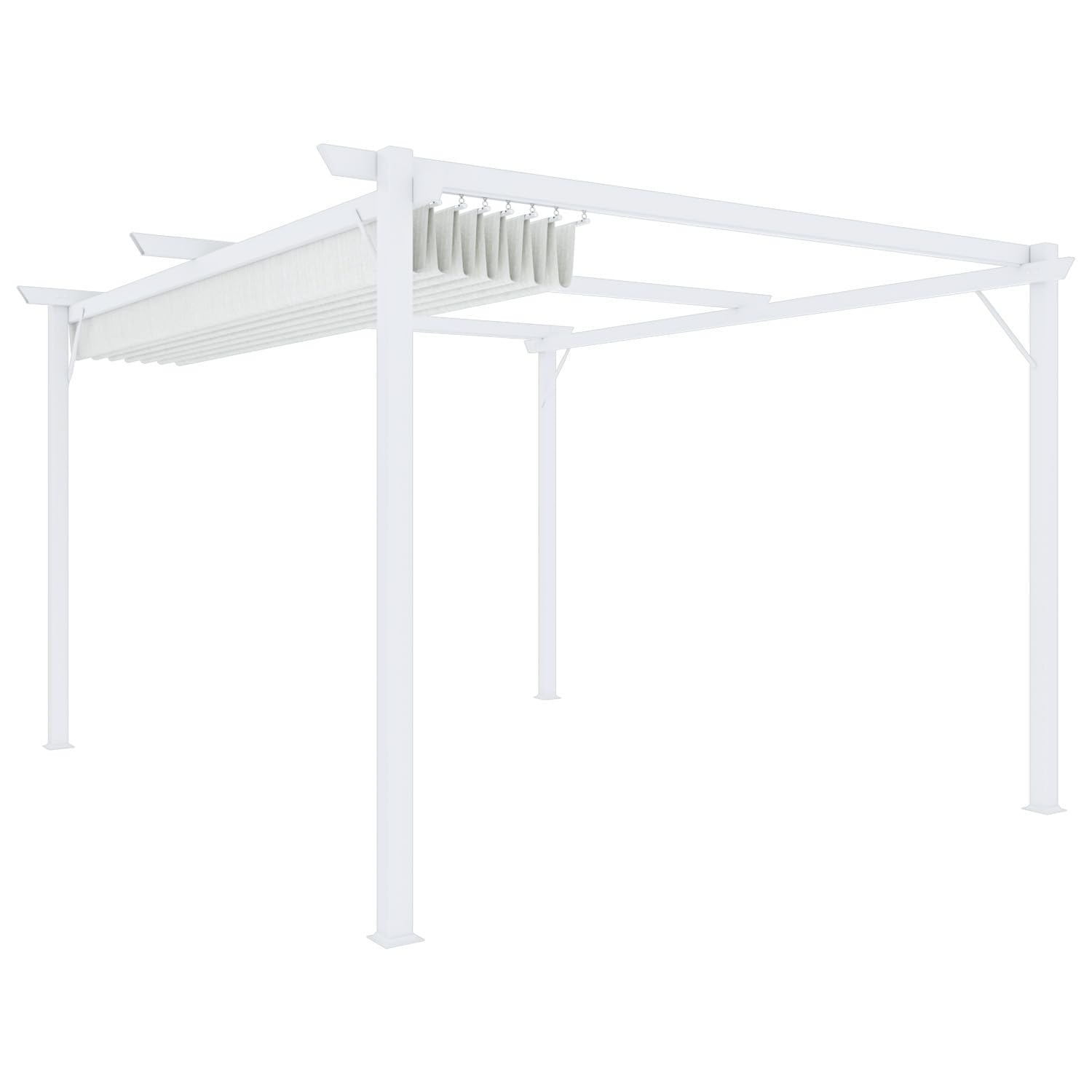 Pergola Gazebo 3x4m Con Tetto Scorrevole - Grigio Per Giardino - Foto 10