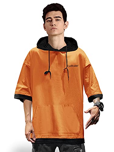 Image of EYEBOGLER Men's Trendy Hooded Neck Half Sleeves Solid T-Shirt