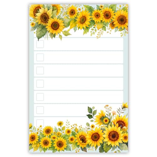 daily ritmo sunflower sticky to do list notepad  cute sunflower lover gifts for women  made in usa stationery pad 4x6 50 notes  christmas birthday flower gift for teacher mom office