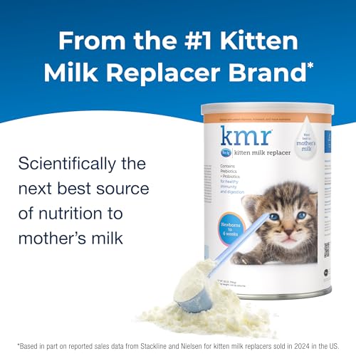 PetAg KMR Kitten Milk Replacer Powder - 28 oz - Powdered Kitten Formula with Prebiotics, Probiotics & Vitamins for Kittens Newborn to Six Weeks Old - Easy to Digest
