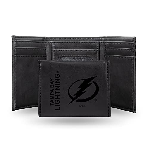 Rico Industries NHL Tampa Bay Lightning Laser Engraved Black Tri-Fold Wallet - Men's Accessory