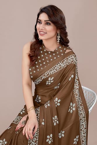 Image of MIRCHI FASHION Saree for Woman Chiffon Batik Printed | Lightweight Daily Wear Women's Office Sari with Blouse Piece (Available in 40 Colours)