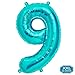 Produktbild DeaGo XXL Folienballon Zahl [ca.100cm], Blau Luftballon Zahlen für Geburtstag Jubiläum & Party Geschenk partydeko Folienballon Zahlen Luftballons Happy Birthday ( 0-9 ) (Blau [ 9 ])