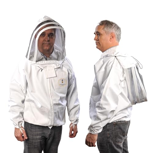 Beekeeping Jacket with Fencing Veil – Premium 100% Cotton Bee Jacket for Professional Beekeepers by Forest Beekeeping Supply (2XL)