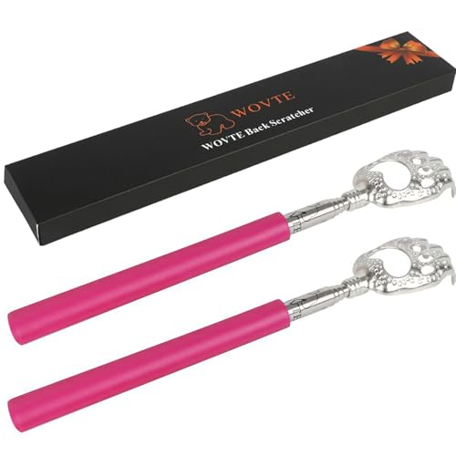 Image of WOVTE Bear Claw Extendable Pink Back Scratcher for Women 2Pack, Stocking Stuffers for Men Women Adults, Mothers Day Fathers Day Birthday Christmas Gifts for Men Women Mom Dad Husband