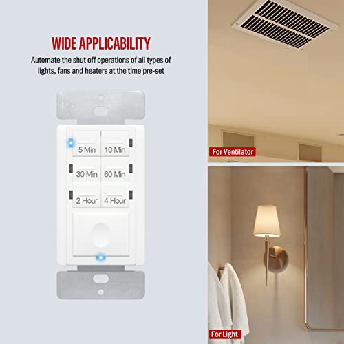 Image of ENERLITES 4-Hour Neutral Countdown Timer Switch for Exhaust Fans