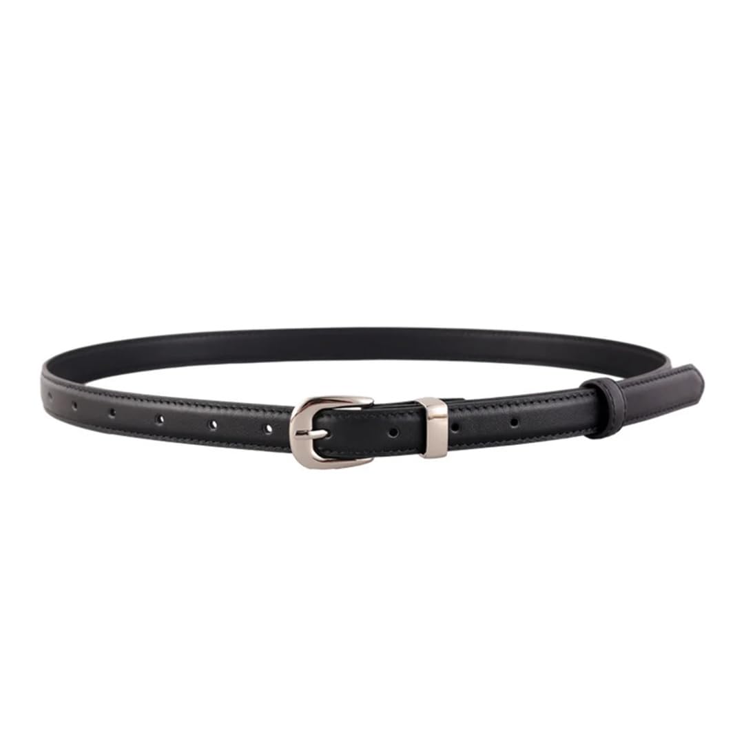 Cinturón de piel auténtica para mujer, elegante, ancho, casual, con hebilla plateada, para vestidos, jeans, accesorios