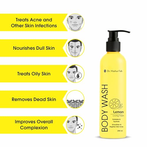 Image of MASHUR FAB Body Wash - Exfoliating & Hydrating Formula | Brightens Skin Tone | 250ml Multiple Fragrance (Pack Of 1 Body Wash + Vitamin C Serum + Perfume)