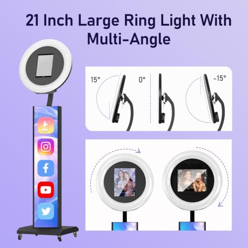 Image of Portable Photo Booth Machine Compatible with Any Ipad,Black:Honeycomb | RGB Ring Lights,Music Sync,Free Custom Logo,2 Months ChackTok VIP