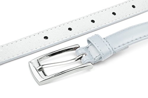 Belle Donne White Belt Women, Skinny Dress Belts, Silver Polished Buckle, For Womens Clothes and Fine Dresses, Classy Style, X Large, White4