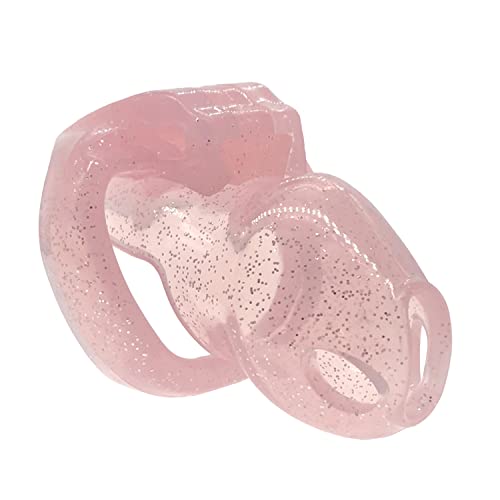 Image of HT-V4 Chastity Cage for Men | 5 Adjustable Wide Rings & 6 Colors | Beginner-Friendly | Adult Sex Toy with Sizing Guide (Pink with Silver Sparkles, Small)