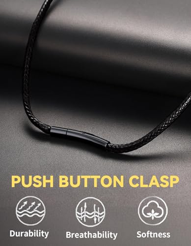 ChainsHouse Waterproof Braided Leather Cord Chain Necklace, Men Women DIY Woven Wax Rope Chain for Pendant, Customize Available, 2/3mm Width, 16" 18" 20" 22" 24" 26" 28" 30" Length(with Gift Box)4