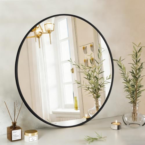 Image of NEWBULIG 30 Inch Round Bathroom Mirror, Wall Mount Vanity Mirror