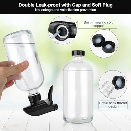 Furuising 2 Stück 480ml Sprühflasche Glas, Glassprühflaschen, Nachfüllbare Spray Bottle mit Justierbare Düse, Pumpe, Etikett, Kappe, Container, Trichter, Bürste für Putzmittel Ätherische Öle