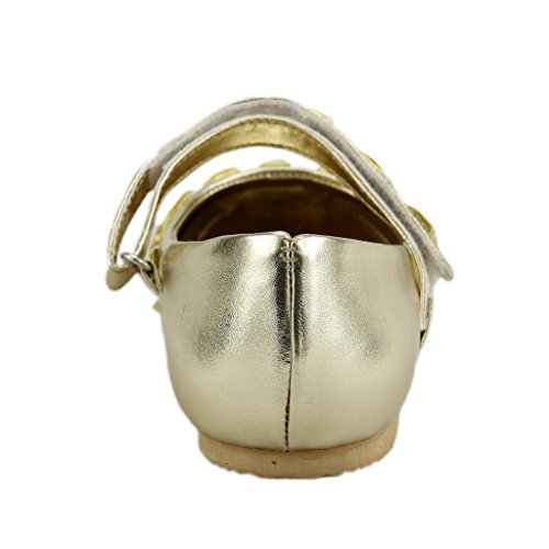 The Doll Maker Girl's Metallic Strap Studded Flat3