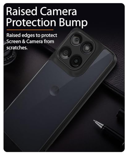 Image of WOW IMAGINE Translucent Hybrid Back Case Cover for Motorola Moto Edge 60 Fusion Smoked Matte Back | Shock Proof 360 Degree Protection | Protective Hard Case - Matte Black