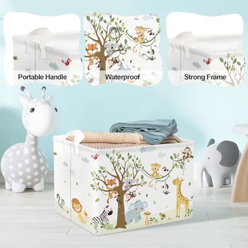 Image of Clastyle Woodland Nursery Animal Tree Baby Gift Storage Basket for Kid Room