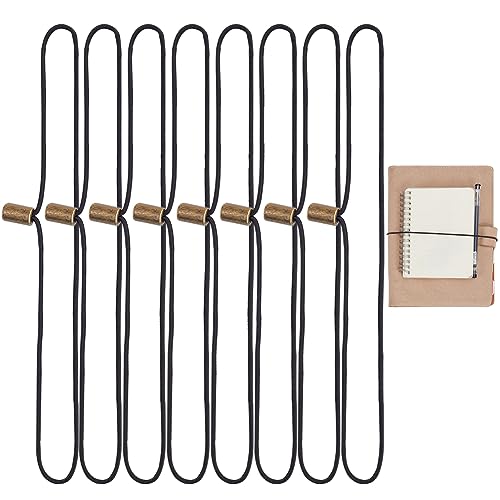 BENECREAT 20PCS Polyester Travel Notebook Elastic Band with Alloy Cord Ends, Black Diary Connection Strap Replacement, Padded Travel Diary Jump Cord, Diary Sorting Cord
