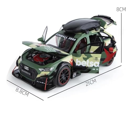 Image of SPITEN Audi RS6 Militery Supercar 1:24 Diecast Scale Model Metal Pull Back Toy car for Kids with Openable Doors & Light, Music Toy Vehicle for Kids - Colors as Per Stock