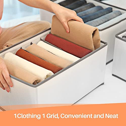 Image of JD FRESH 4 PCs Drawer organizer /7 Slot Drawer storage for Wardrobe /Storage Drawer Organizer /Wardrobe Storage box for Closet /Fabric Drawer Organiser /Large Size