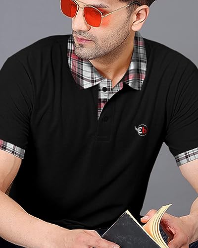 Image of EYEBOGLER Polo Neck Half Sleeve Printed Casual Tshirt for Men
