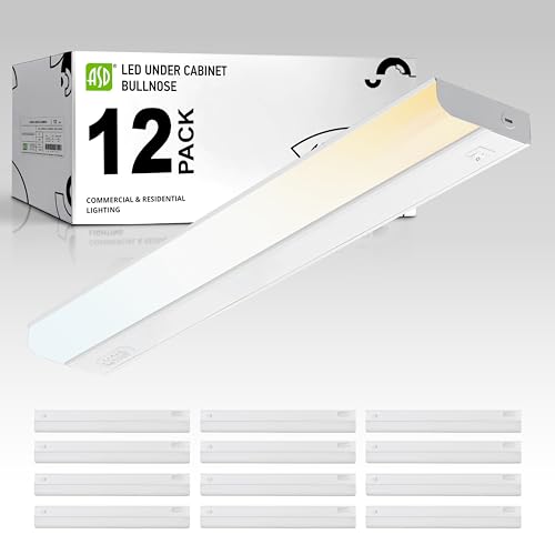 Image of ASD LED Under Cabinet Lighting Hardwired, 24 Inch 12W 2700K-5000K Selectable, 1051LM, CRI90+, Direct Wire Linkable Under Counter Lights for Kitchen, Dimmable Under Cabinet Lights, White, UL, 12 Pack