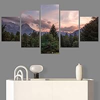 SIGNWIN 5 Panel Canvas Wall Art Mountainscape for Home Decorations Ready to Hang - 60