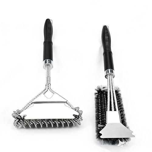 (2Pcs) Bristle-Free Grill Brush & Scraper Set -...