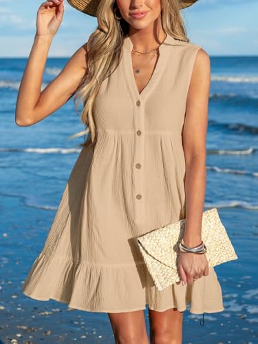 Image of CUPSHE Women Swimsuit Coverup 100% Cotton Ruffle Hem Beach Cover Up Dresses
