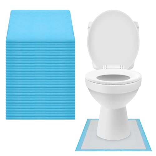 Ckhoid 30Pcs Disposable Toilet Mats Absorbent Toilet Floor Protector from Urine Disposable Toilet Floor Mats U-Shape Toilet Mat for Potty Training (23.6 x 23.6)