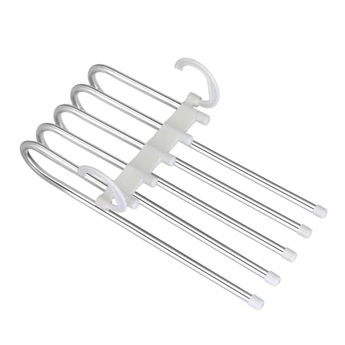 Image of Niloni 5-in-1 Stainless Steel Foldable Hangers - Multi-Layer Space Saving Clothes Organizer | Magic Pant Hangers for Wardrobe | Heavy Duty Multi-Purpose Clothing Hangers Set