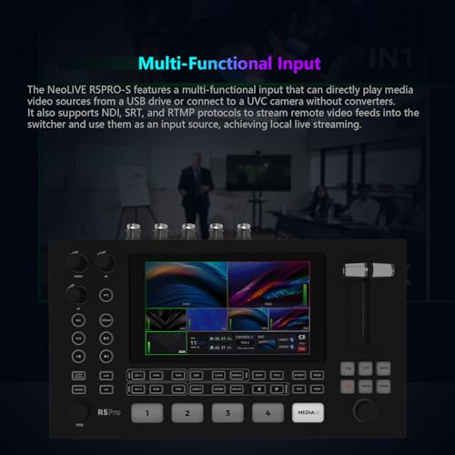 Image of SPROLINK Neolive R5S PRO Professional Live Streaming Switcher, 5.5-inch Screen, Dual 4K HDMI Input, Support AUX and PGM Output, Multi-Functional Video Mixer