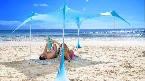 SUN NINJA Beach Tent Sun Shelter UPF50+ - Easy Pop Up Beach Canopy - Outdoor Shade for Camping...