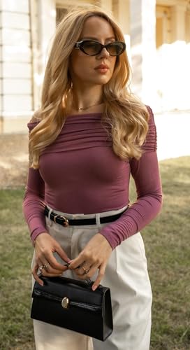 Image of HOTOUCH Women's Off Shoulder Long Sleeve Slim Fit Blouse