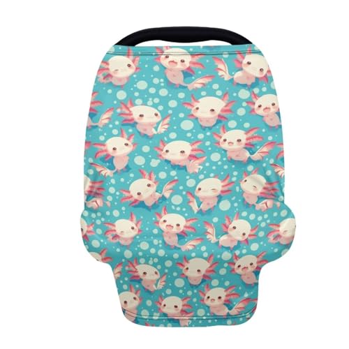 Image of Youngerbaby Axolotl Nursing Cover Breastfeeding Super Soft Multi Use for Baby Car Seat Covers Canopy Shopping Cart Cover Scarf Light Blanket Stroller Cover Baby Girl Necessities