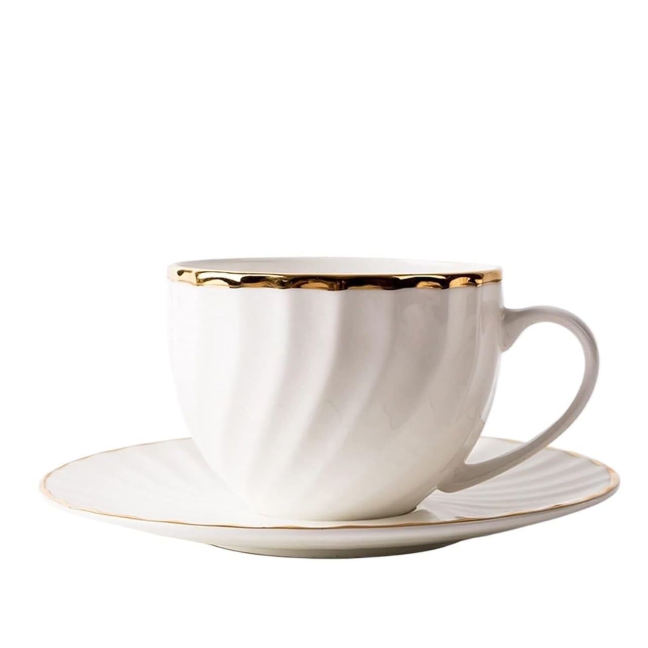 Kubek do kawy - elegancki zestaw filiżanek do kawy z porcelany kostnej - design Phnom Penh, proste ceramiczne kubki do cappuccino ze spodkiem, idealne na popołudniową herbatę