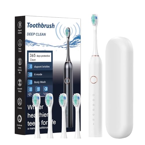 Cepillos de dientes recargables con funda, cepillo de dientes eléctrico para adultos, recargable de 40000 VPM, limpieza profunda, 6 modos, funda de viaje, carga rápida, dura 180 días, cepillo de