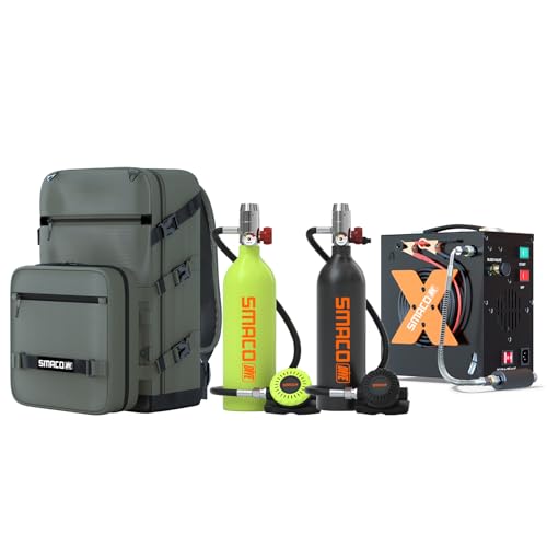 SMACO Dual Mini Scuba Tank Set 1L Diving Kit with Sub-Backpack