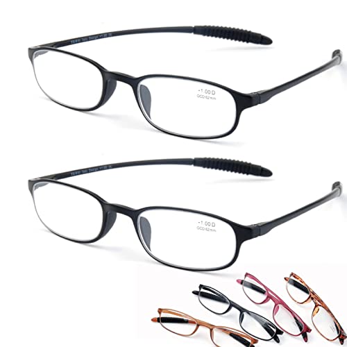 2 Paia Occhiali da Lettura Moda retrò con Blocco della Luce Blu per Uomini e Donne, Lettori per Computer con Cornice TR90 Leggeri (Colore : Marrone, Dimensioni : 2.5 x)