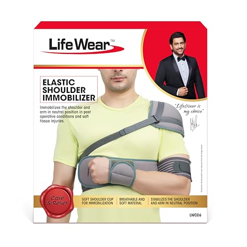 Image of Life Wear Elastic Shoulder Immobilizer, Support for Post-operative Surgeries and Soft Tissue Injuries, Shoulder Brace for Fractures and Dislocations, For Men and Women, Size (S)