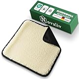 Novaliv Reisekissen 37 x 37 cm Natur, faltbar/rollbar, Schurwolle Oben, Wasserabweisende Polyamid-Unterseite, warm & atmungsaktiv, leicht & kompakt, Handgepäck, Sitzkissen Reise, Stadion, Parkbank