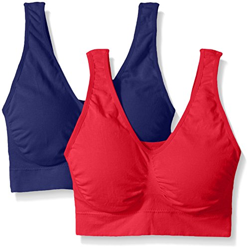 Ahh By Rhonda Shear Women's Cotton Blend Bra with Removable Pads 2 Pack