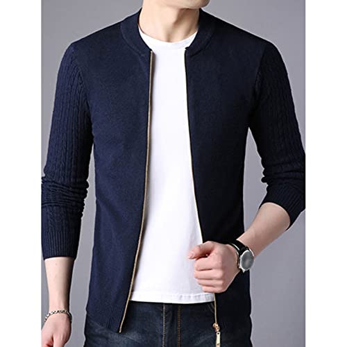 Men's Full Zip Cardigan Sweater Slim Fit Cable Knitted Zip Up Sweater Casual Solid Color Cardigans With Pockets3