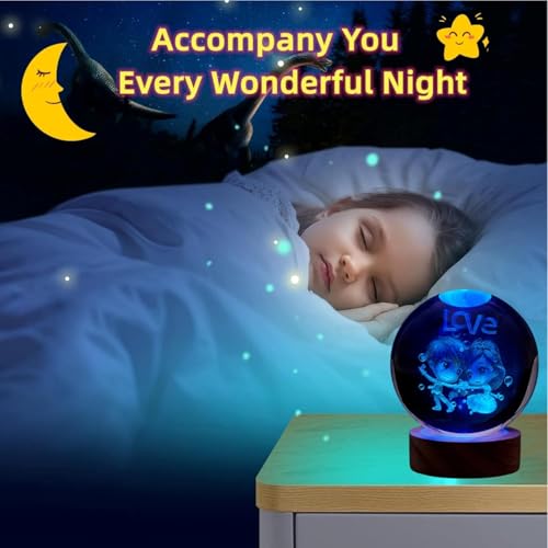 Image of Hamsa Magical Crystal Ball Night Light, LED Color-Changing Globe Lamp, Crystal Ball Lamp, Desktop Decorative Mood Light (16 Color Love)