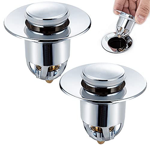 LIUBO Bouchon d'évier (2 pièces), ensemble de vidage, vidange d'évier, valve pop-up anti-blocage avec crépine anti-colmatage utilisé pour les éviers une ouverture 34-40 mm thumbnail