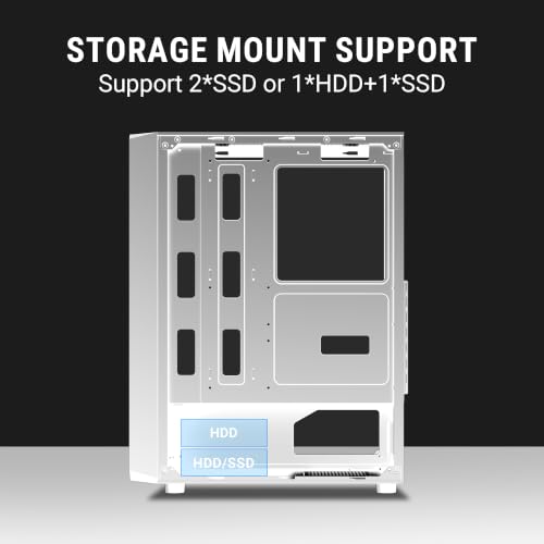 Image of Ant Value VM40 ARGB Mid Tower Computer Case /Gaming Cabinet with Mesh Front Panel - White | Tempered Glass| Motherboard Support ATX, Micro-ATX, Mini-ITX | 4X Pre-Installed ARGB Fans