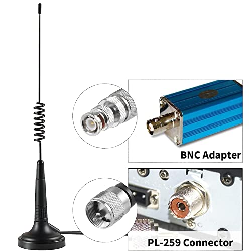 CB Antenna 27MHz Handheld CB Radio Antenna PL259 & BNC Male Magnetic Mount Compatible with Cobra Midland Uniden Maxon President Vehicle Car Truck Mobile Handheld CB Radio