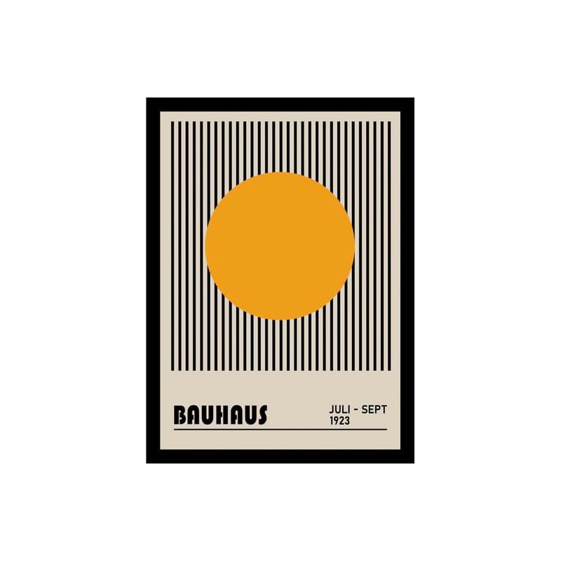 Image of BLINKART Vintage Bauhaus Retro Geometric Aesthetic Poster Gallery | Colorful Wrap Framed For Home Office Studio Living Room Modern Art Studio Decoration Abstract Shapes | (d87) | 13x10 Inch